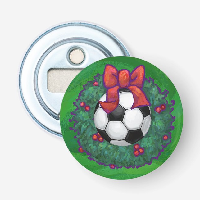 Soccer Ball Christmas Bottle Opener (Front)