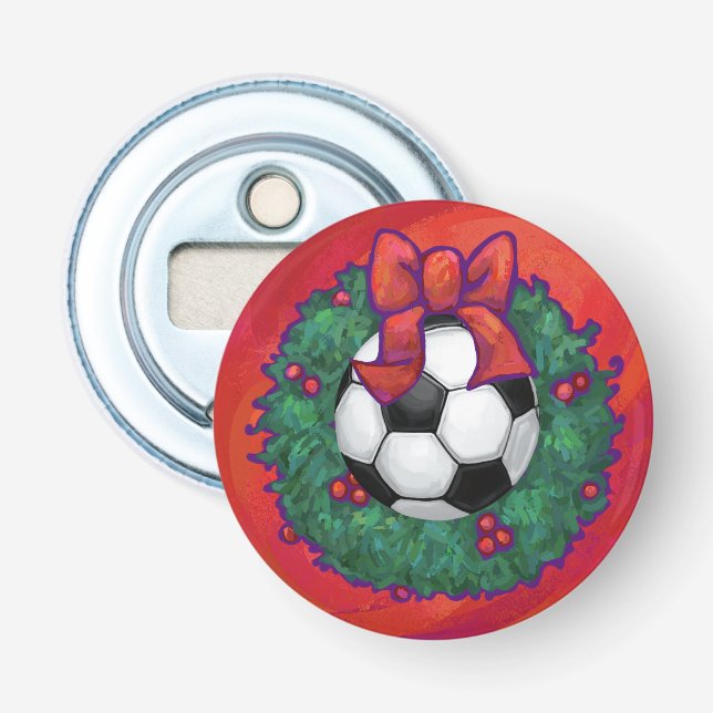 Soccer Ball Christmas Bottle Opener (Front)