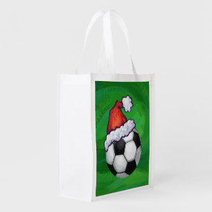 Soccer Ball Christmas Grocery Bag