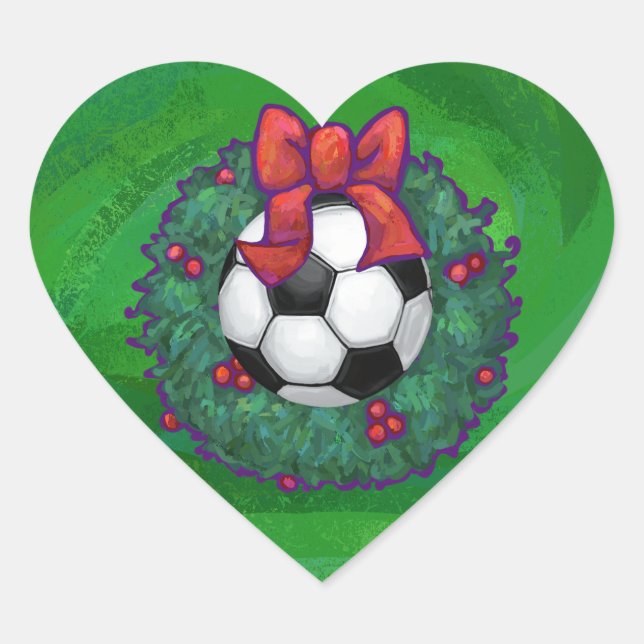 Soccer Ball Christmas Heart Sticker (Front)