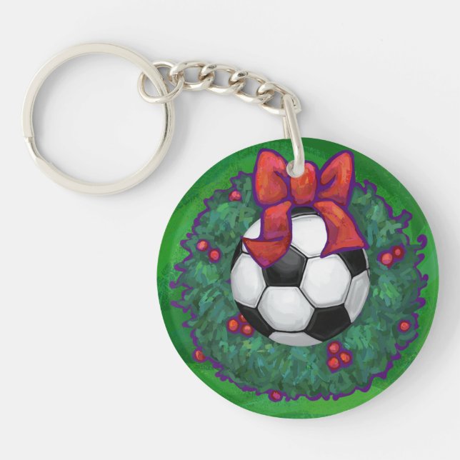 Soccer Ball Christmas Keychain (Front)
