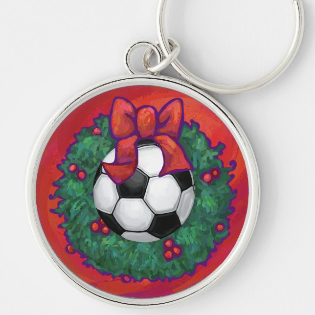 Soccer Ball Christmas Keychain (Front)