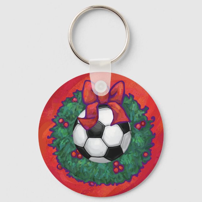Soccer Ball Christmas Keychain (Front)