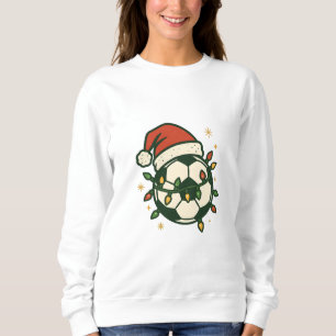 Soccer Ball Christmas Lights Santa Hat Funny Sweatshirt