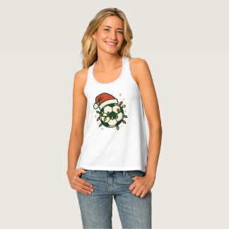 Soccer Ball Christmas Lights Santa Hat Funny Tank Top