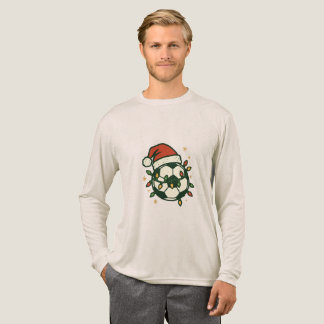 Soccer Ball Christmas Lights Santa Hat Funny Tri-Blend Shirt