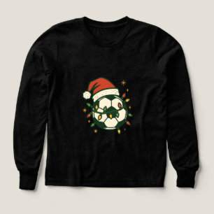 Soccer Ball Christmas Lights Santa Hat Funny Tri-Blend Shirts