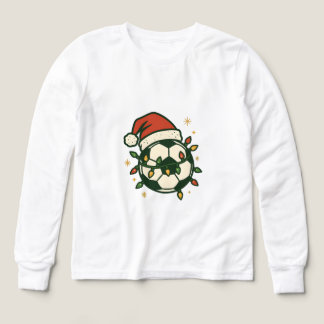 Soccer Ball Christmas Lights Santa Hat Funny Tri-Blend Shirts