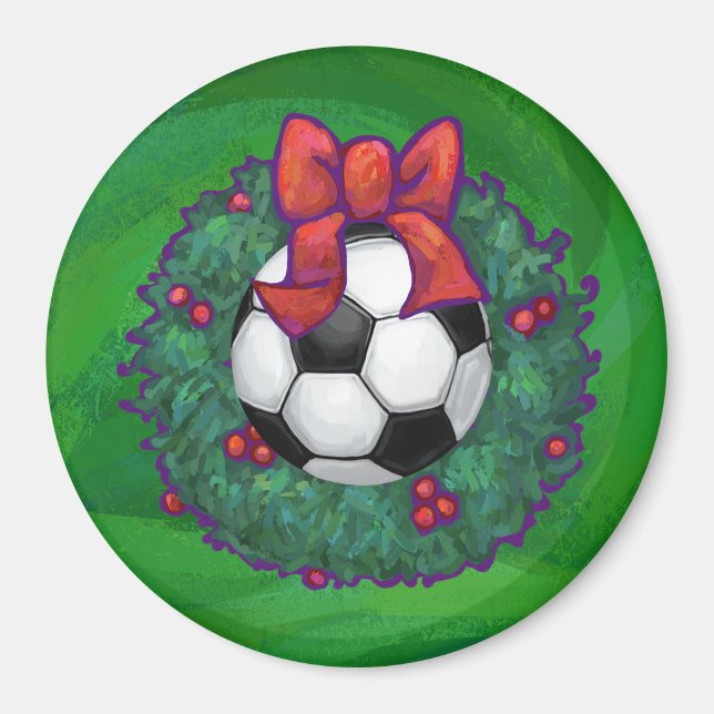 Soccer Ball Christmas Magnet (Front)