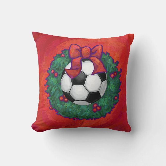 Soccer Ball Christmas Throw Pillow (Front)