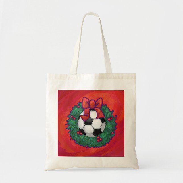 Soccer Ball Christmas Tote Bag (Front)