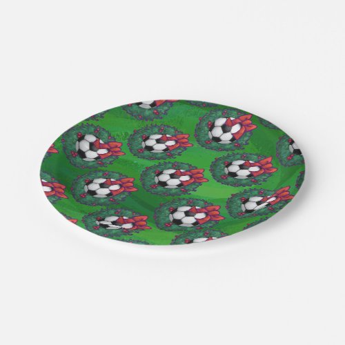 Soccer Ball Christmas Wreath Paper Plates