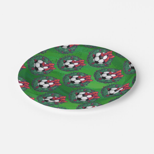 Soccer Ball Christmas Wreath Paper Plates (Angled)