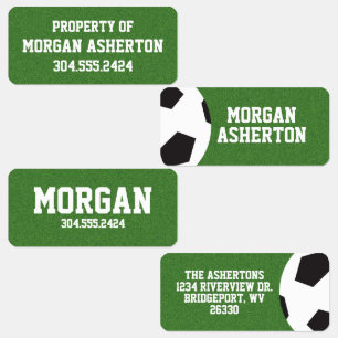 Soccer ball clothing labels