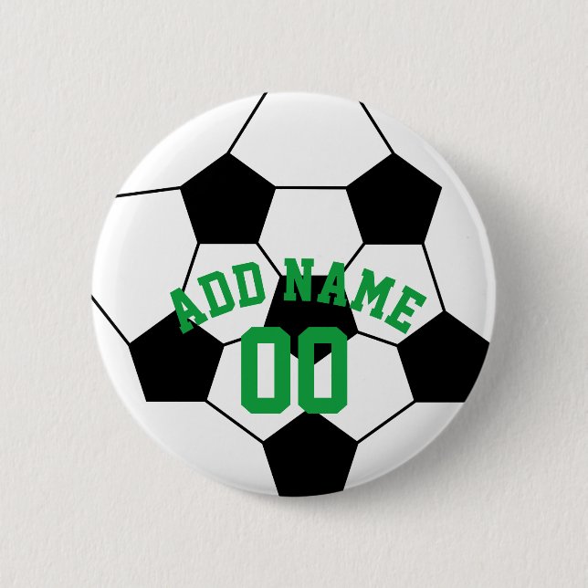 Soccer Ball Coach - Modern Drawing Name Number Button (Front)