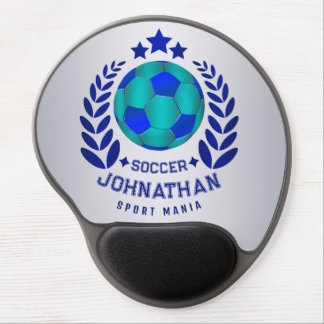 Soccer Ball Crest | Bright Blue Sport Fan Gifts Gel Mouse Pad