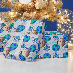 Soccer Ball Crest Custom Photo Wrapping Paper