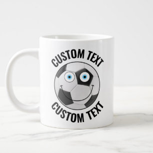 Soccer Ball Custom Happy Face & Personalized Text Giant Coffee Mug