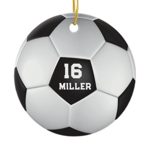 Soccer Ball Custom Name Number Ceramic Ornament