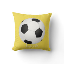 soccer ball custom personalized pillow on yellow