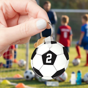 Soccer Ball Custom Soccer Player Jersey Number Keychain
