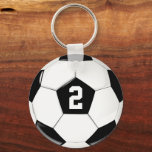 Soccer Ball Custom Soccer Player Jersey Number Keychain<br><div class="desc">Soccer Ball Custom Soccer Player Jersey Number Keychain (Keyring): A fun keychain for soccer (football) players, coaches and fans, featuring a black and white soccer ball and a custom text box where you can type in your own soccer player's jersey number, or any other text like the player's initials or...</div>