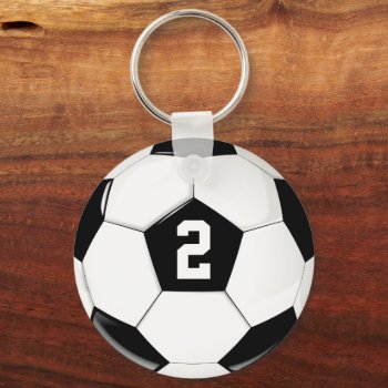 Soccer Ball Custom Soccer Player Jersey Number Keychain by SoccerMomsDepot at Zazzle