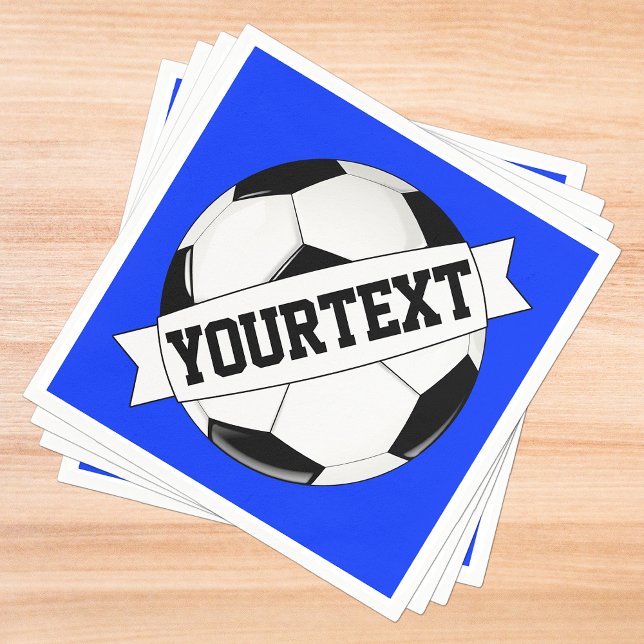 Soccer Ball Custom Team Player Name Personalized Napkins (Soccer party napkins with custom team name or text.)