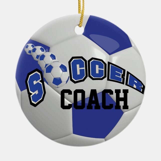 Soccer Ball | Dark Blue | DIY Name Ceramic Ornament (Front)