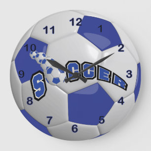 Soccer Ball Dark Blue Large Clock