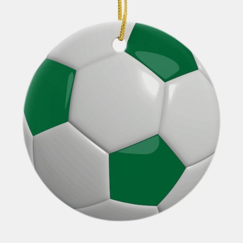 Soccer Ball  Dark Green Ceramic Ornament