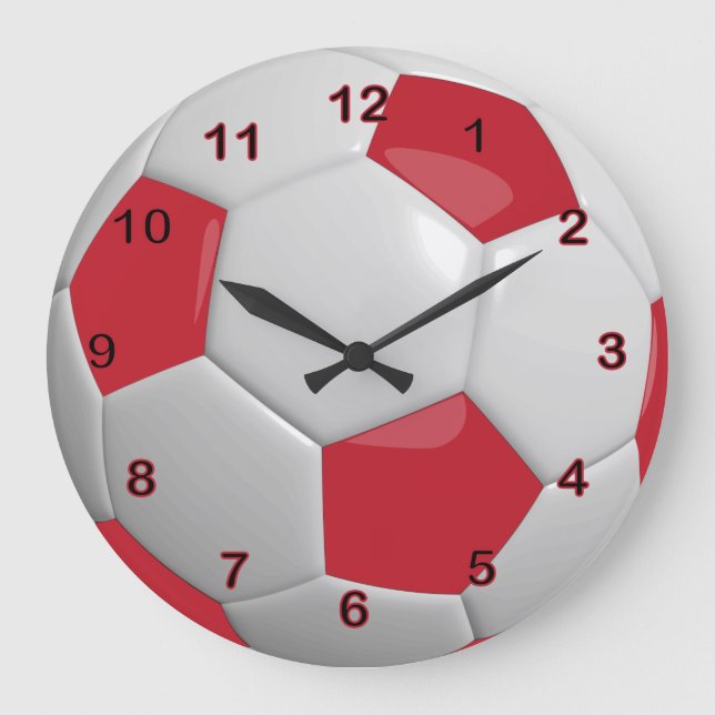 Soccer Ball | Dark Red Large Clock (Front)