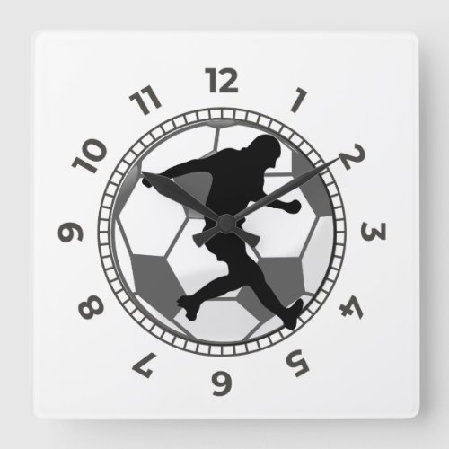 Soccer Ball Decor Man_cave Den Bar Bedroom Square Wall Clock