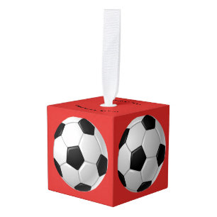 Soccer Ball Design Cube Ornament. Ornament