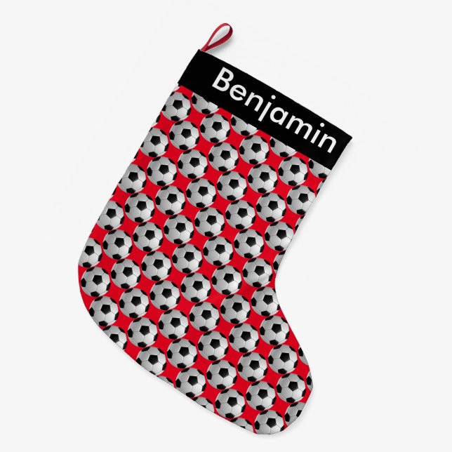 Soccer Ball Design Large Christmas Stocking (Front (Hanging))