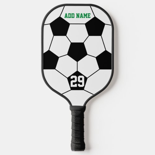 Soccer ball Drawing with Sports Name and Number Pickleball Paddle