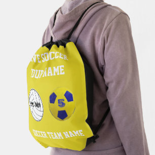 Soccer ball drawstring backpack soccer bag yellow
