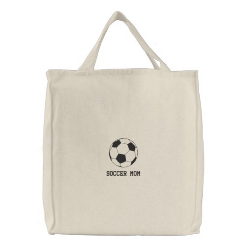 soccer ball embroidered embroidered tote bag