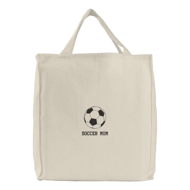 soccer ball embroidered embroidered tote bag (Front)