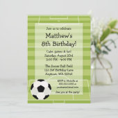 Soccer Ball Field Kids Birthday Party Invitation (Standing Front)