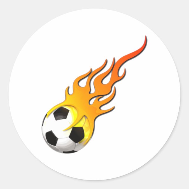 soccer ball fire classic round sticker (Front)