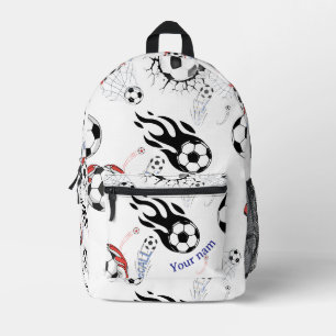 Soccer Ball Fire Pattern Sporty Backpack