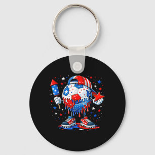 Soccer Ball Fireworks USA Flag 250 Years American Keychain