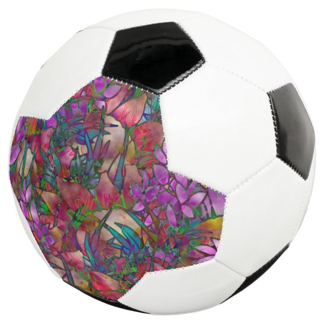 Soccer Ball Floral Abstract Stained Glass (Three Quarter)