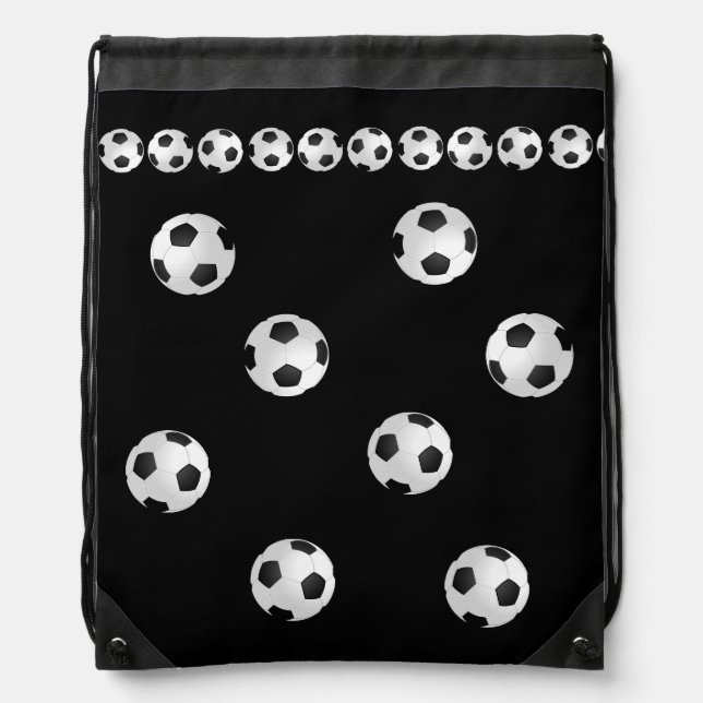 Soccer Ball Football Black Pattern Kids Drawstring Bag (Front)