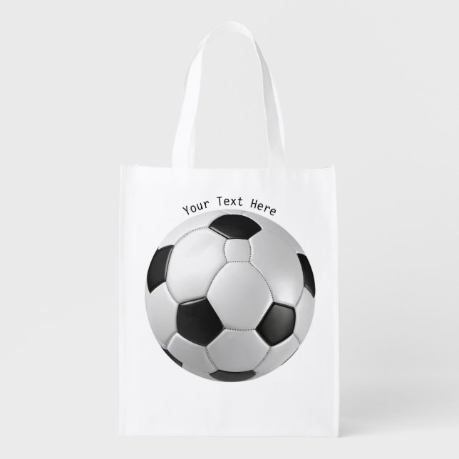 Soccer Ball Football Black White Custom Shopping Grocery Bag (Front)