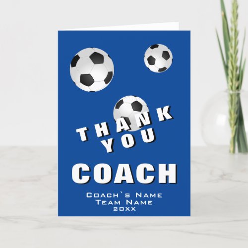 Soccer Ball Football Blue Thank you Coach Card