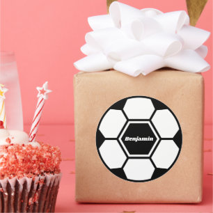 Soccer ball football custom name classic classic round sticker