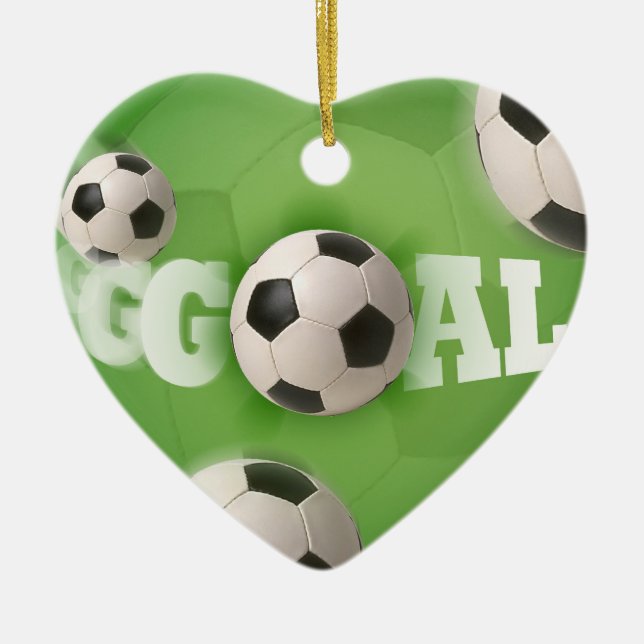 Soccer Ball Football Goal Ceramic Ornament (Front)