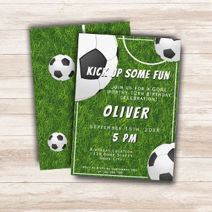 Soccer Ball Football Grass Sports Kids Birthday Invitation